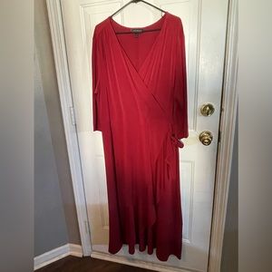 Lane Bryant Red 3/4 sleeve mock wrap dress. Size 22/24